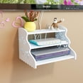 thumbnail image 1 of BiJun Three-Layer White Under Floating TV Shelf, Wall Mount WiFi Router Stand, Set-top Box Streaming Media Equipment Case, 1 of 7