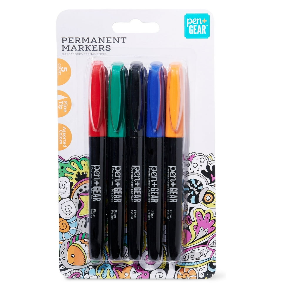 Pen + Gear Permanent Markers, Assorted Colors, 5 Count
