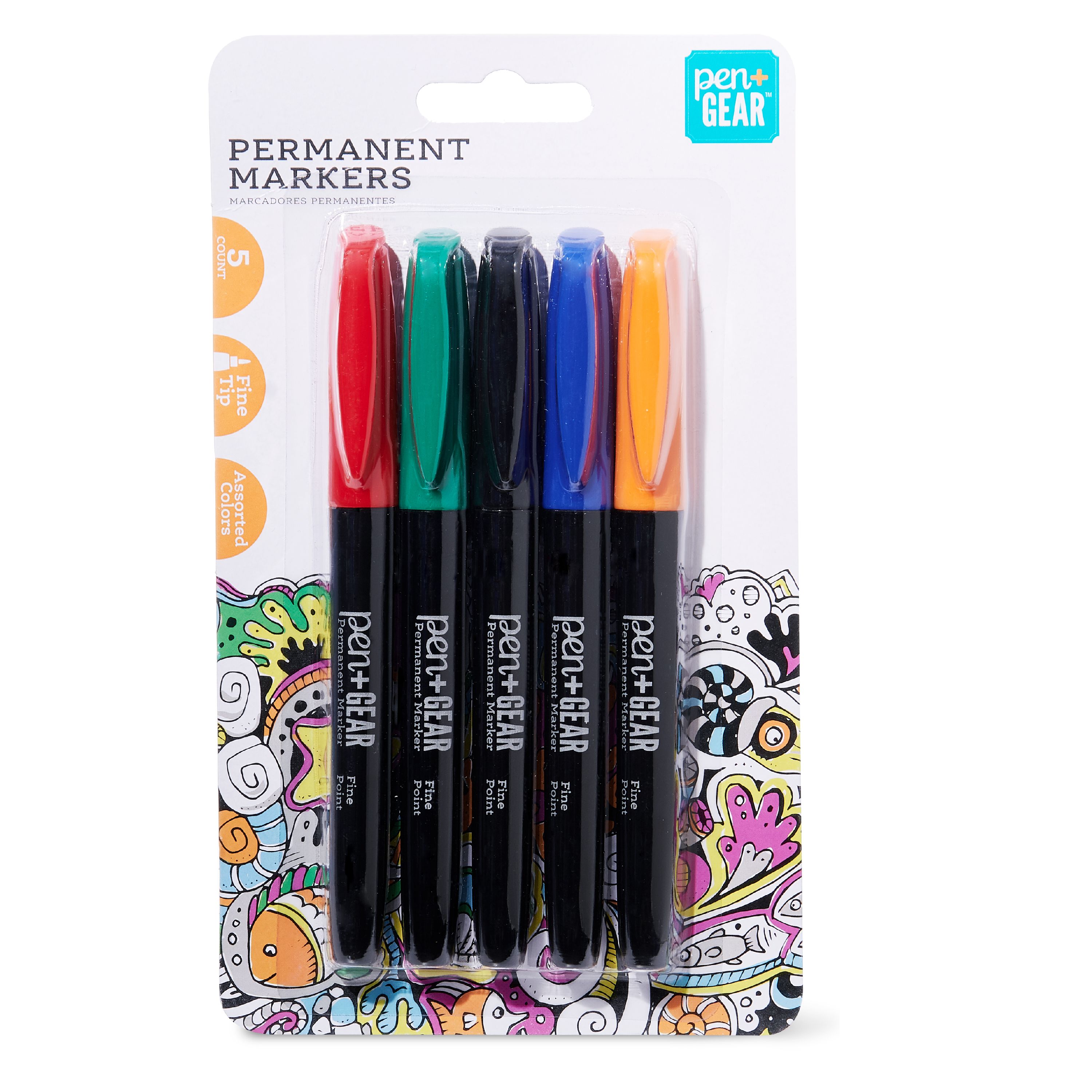 Pen Gear Permanent Markers Assorted Colors 5 Count Walmart 
