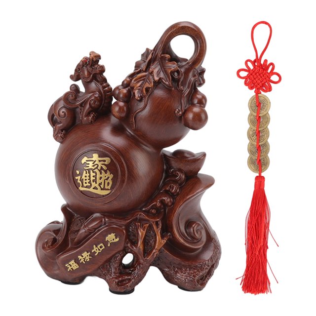 Adornos De Escultura De Calabaza, Diferentes Procesos, Usos Múltiples, Adornos De Resina De Nudo Chino De Calabaza, Color Grueso Para Dormitorio ANGGREK Patio y Jardín