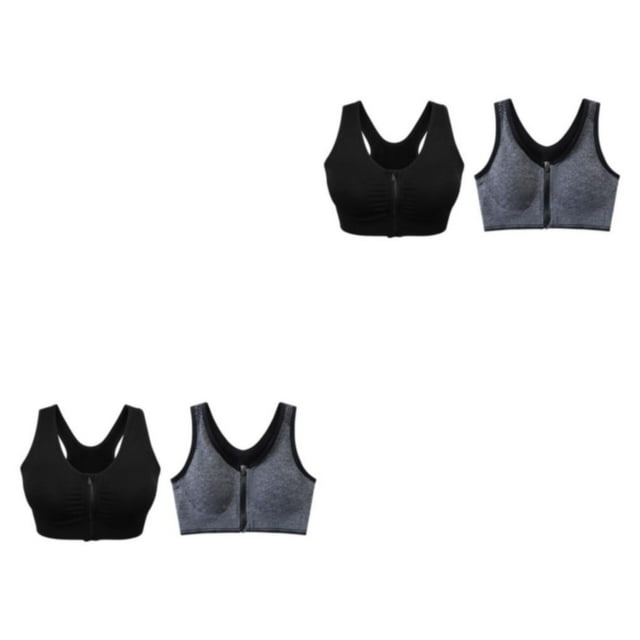 Guardoinrt 2x Add Style To Fitness Routine Wide Range Of Colorful Sports Bras Wide black + gray S 2Set