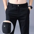 thumbnail image 4 of Pantalones para hombre, pantalones casuales formales de negocios para hombre, corte entallado, negros, elegantes, estilo Harajuku, poliéster, tendencia, venta de ropa de calle, novedad de verano, 4 of 5