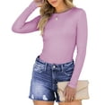 thumbnail image 2 of Fantaslook Fitted Long Sleeve Shirts for Women Stretch Casual Basic Tops Crewneck Ribbed Tees Shirts, 2 of 8