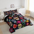 thumbnail image 3 of Castle Fairy Boys Girls Gothic Skull Twin Comforter Sets,Bohemian Chic Flowers Bedding Set, 3 of 7