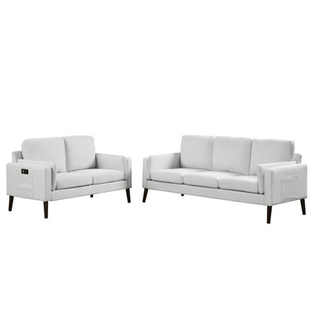 Lifestyle Solutions - Nerd Loveseat with Power and USB ports - Light Grey