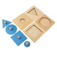 thumbnail image 2 of Montessori Beech Wooden Toy Set Kids - 4 Seperate Geometry Puzzles Matching Square, 2 of 8