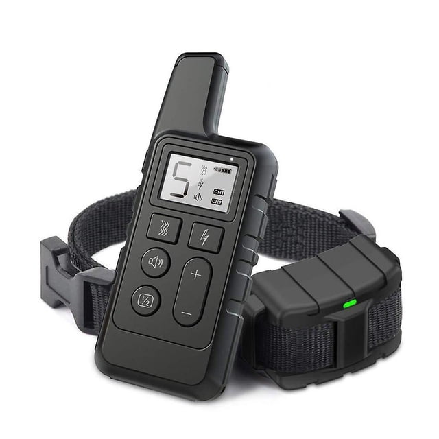 Collar de entrenamiento impermeable para perros con control remoto recargable de 500 m, color negro.