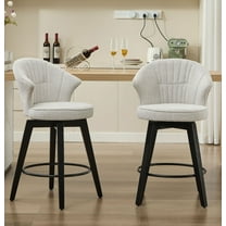 Set of 2 Comfortable Chenille Upholstered Swivel Bar Stools with Wide Backrest for Dining Room and Kitchen Island