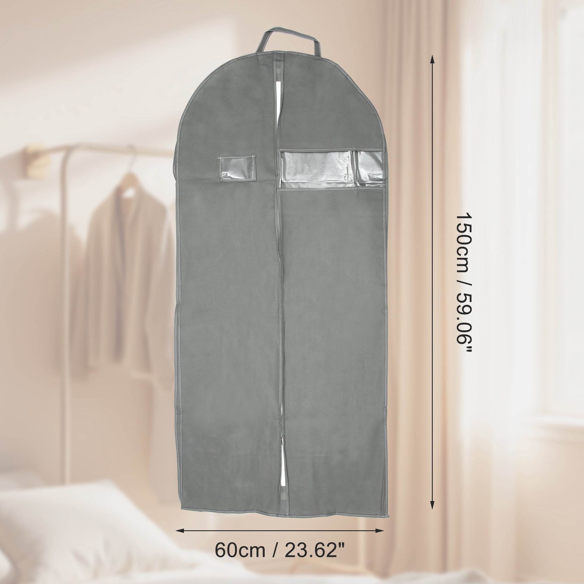 Unique Bargains 1 Pc Dustproof Portable Garment Bag for Closet Gray Gray 59.06"x23.62"x5.91"