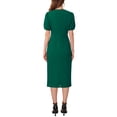 thumbnail image 2 of INSPIRE CHIC Women's Formal Sheath Dress Puff Sleeve Keyhole Round Neck Midi Pencil Dresses M Dark Green, 2 of 4