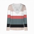 thumbnail image 4 of Towmus T Shirts for Women V neck 3/4 Sleeve Dressy Blouse Floral Print Tops Dressy Casual Pleated Elbow Sleeve Tees, 4 of 5