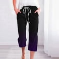 thumbnail image 2 of Plebaso Capri Pants for Women 2025 Drawstring Wide Leg Cropped Trousers Summer Gradient Color Casual Pants, 2 of 5