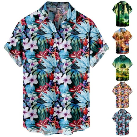 

Big Men s Collared Button Down Tees with Pocket Polyester Tops Up to 8XL