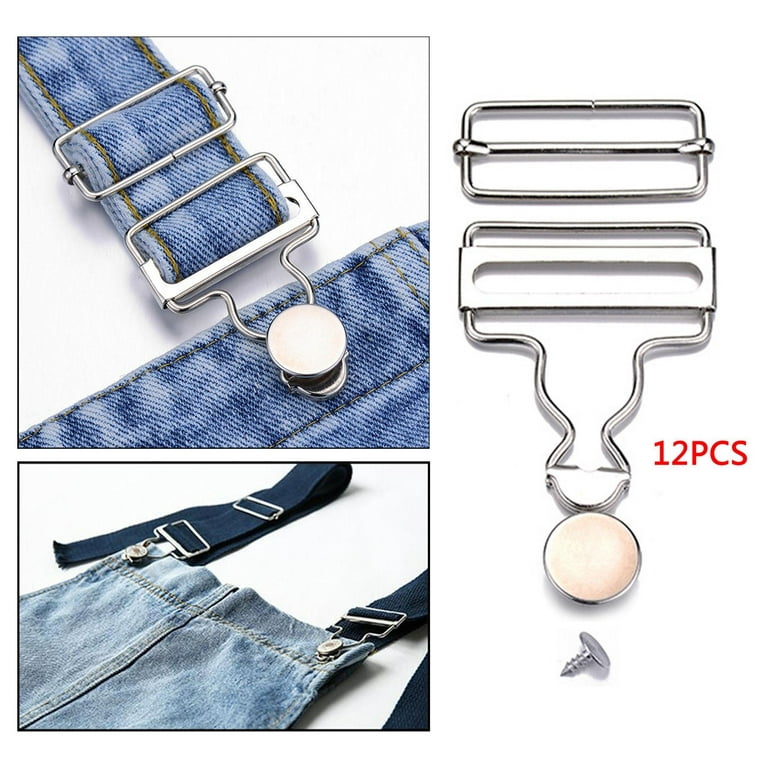 Sharplace 12 Sets Overall Buckles Metal Suspender Replacement Buckles with Rectangle Buckle Slider and Buttons for Overalls Bib Pants Jeans 3.2cm, Size: 3.2 cm