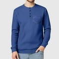 thumbnail image 2 of Hinvhai Henley Long Sleeve Shirts for Men Waffle thermal Fashion Casual Tee Shirt Three Button Pullover with Pocket Blue M(M), 2 of 7