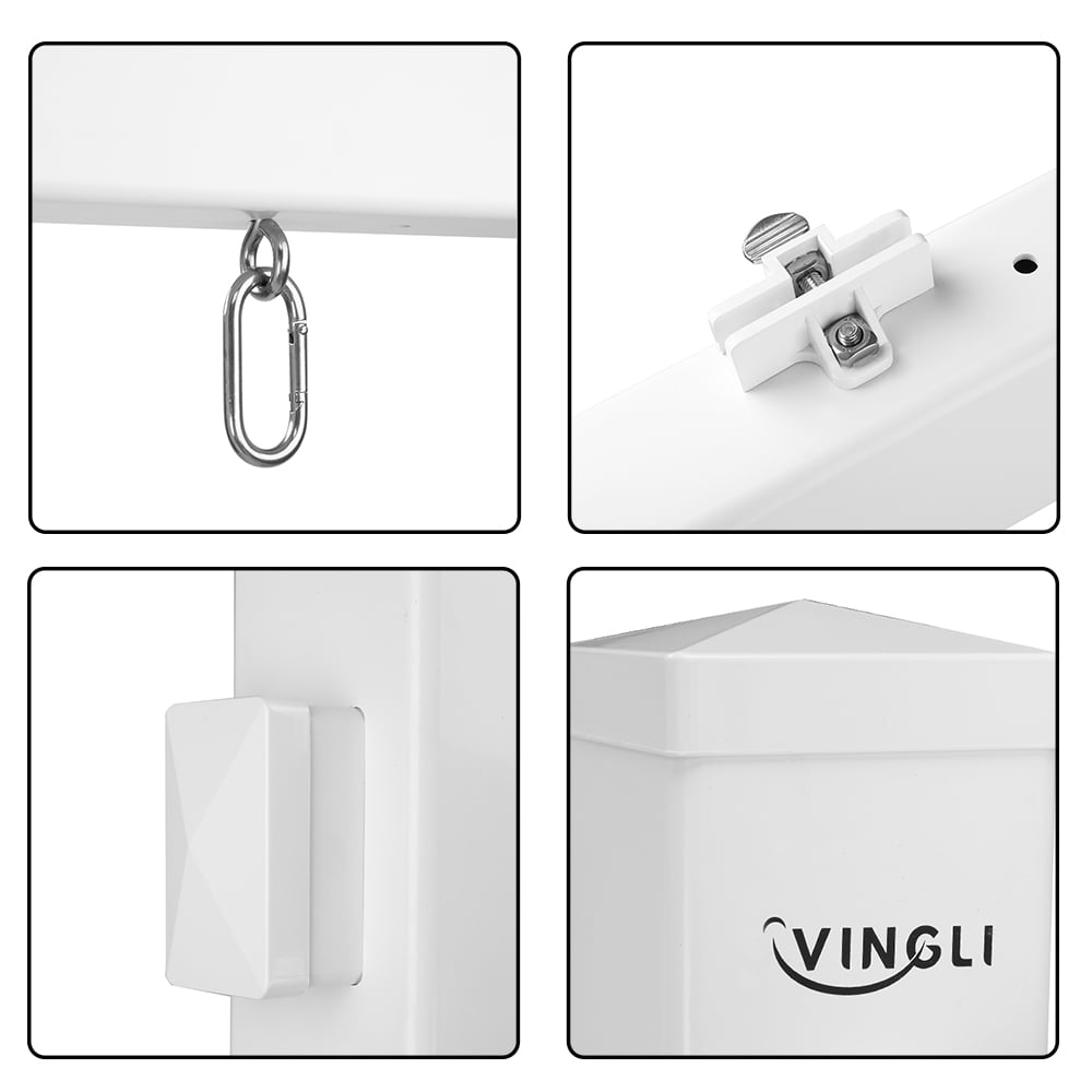 VINGLI 6' Vinyl PVC Real Estate Sign Post for Sale Hanging Ads, 36" Arm Holds up to 24" Sign-White
