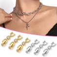 thumbnail image 4 of 6pcs Necklace Bracelet Extenders, Foldover Extension Clasp for DIY Bracelet Necklace and Jewelry Making Women Silver and Gold  (White Gold, Gold - CZ), 4 of 7