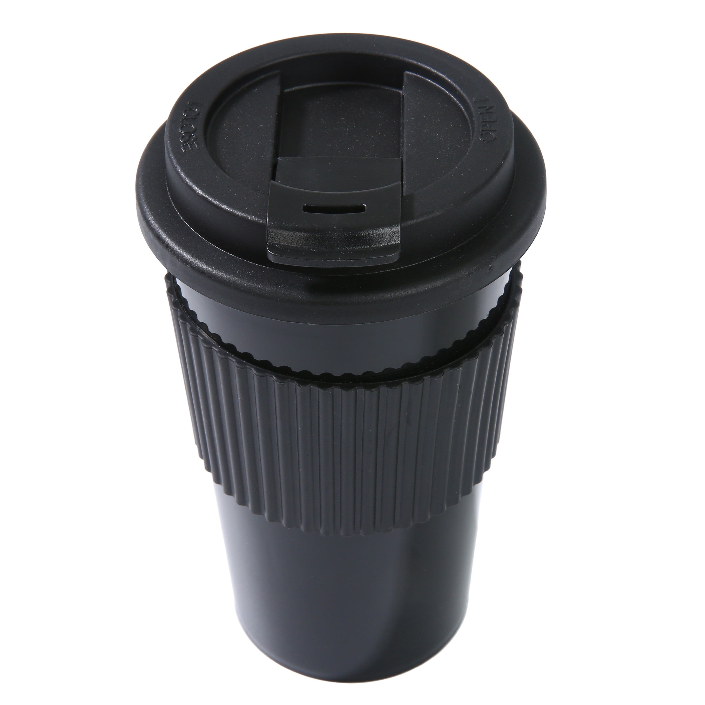 Mainstays 18oz Plastic To Go Coffee Tumbler, Black Perfect for Your On-The-Go Beverages