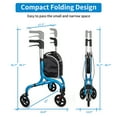 thumbnail image 2 of Planetwalk Foldable 3-Wheel Walker - Lightweight Mobility Aid (Blue), 2 of 7