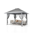 thumbnail image 1 of Carpa tipo cenador 13x13 pies para exteriores - Toldo plegable con mosquitera - Doble techo ventilado y altura ajustable - Resistente al agua y rayos UV - Incluye 4 sacos de arena, 1 of 7