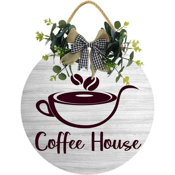 Eveokoki 12" Coffe Cafe House Sign,Coffee Bar Sign Farmhouse Coffee Wooden Sign,Rustic Wood Coffee Table Sign Vintage Coffee Wood Plaque Decor