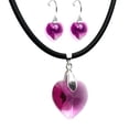 thumbnail image 1 of Juego de aretes y collar ZVEZDA de caucho con dije en forma de corazón plata mexicana ley .925 fucsia, 1 of 5