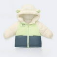 thumbnail image 4 of Parkas de manga larga, ropa de invierno para niños y niñas, chaqueta de plumón de terciopelo grueso para niños, chaqueta corta con capucha y bloques de color, tops de algodón para niños, 4 of 9