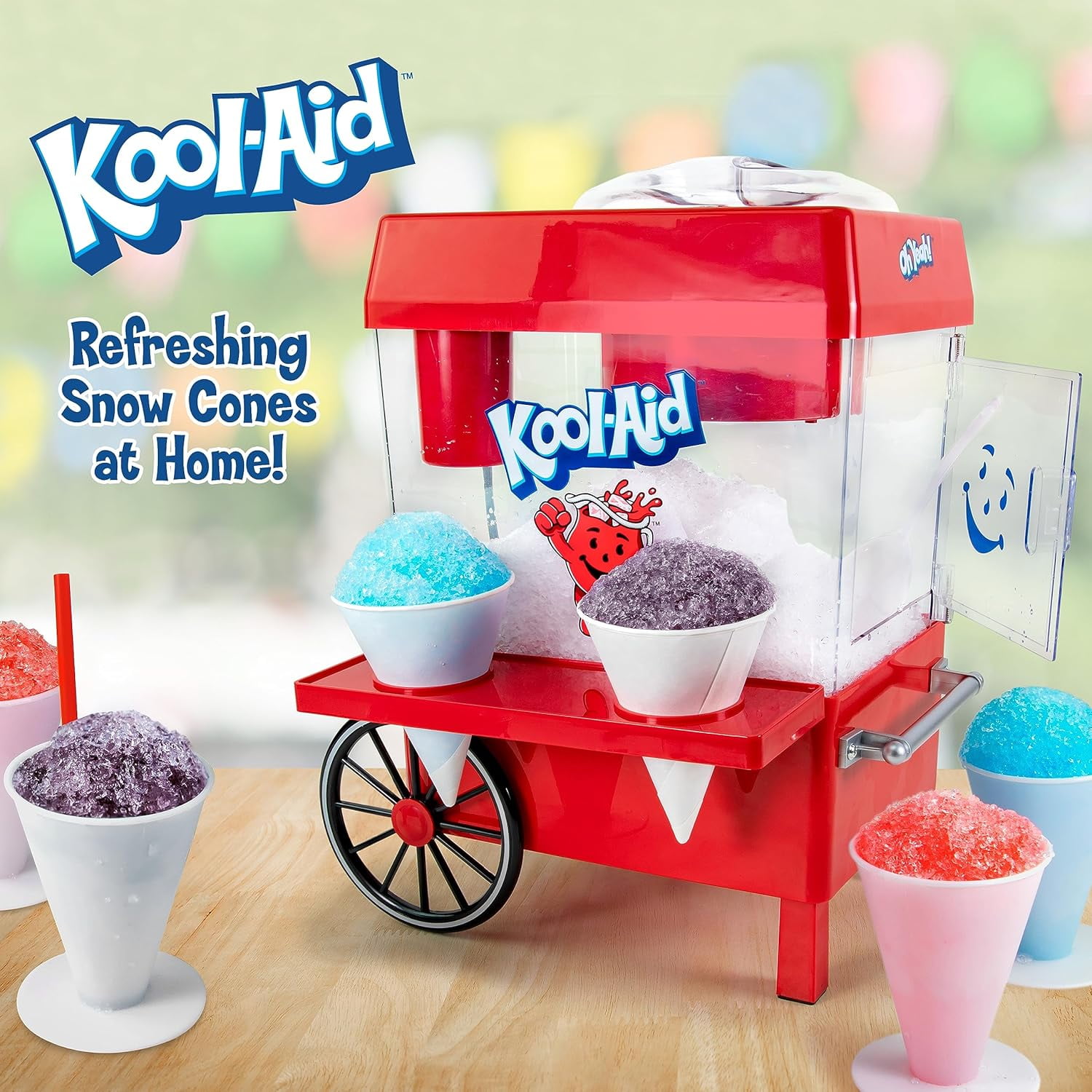 Nostalgia Snow Cone Shaved Ice Machine - Retro Table-Top Slushie Machine Makes 20 Icy Treats - Includes 2 Reusable Plastic Cups & Ice Scoop - White