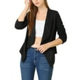 thumbnail image 6 of Allegra K Women's Faux Suede Long Sleeve Draped Front Moto Jacket, 6 of 7