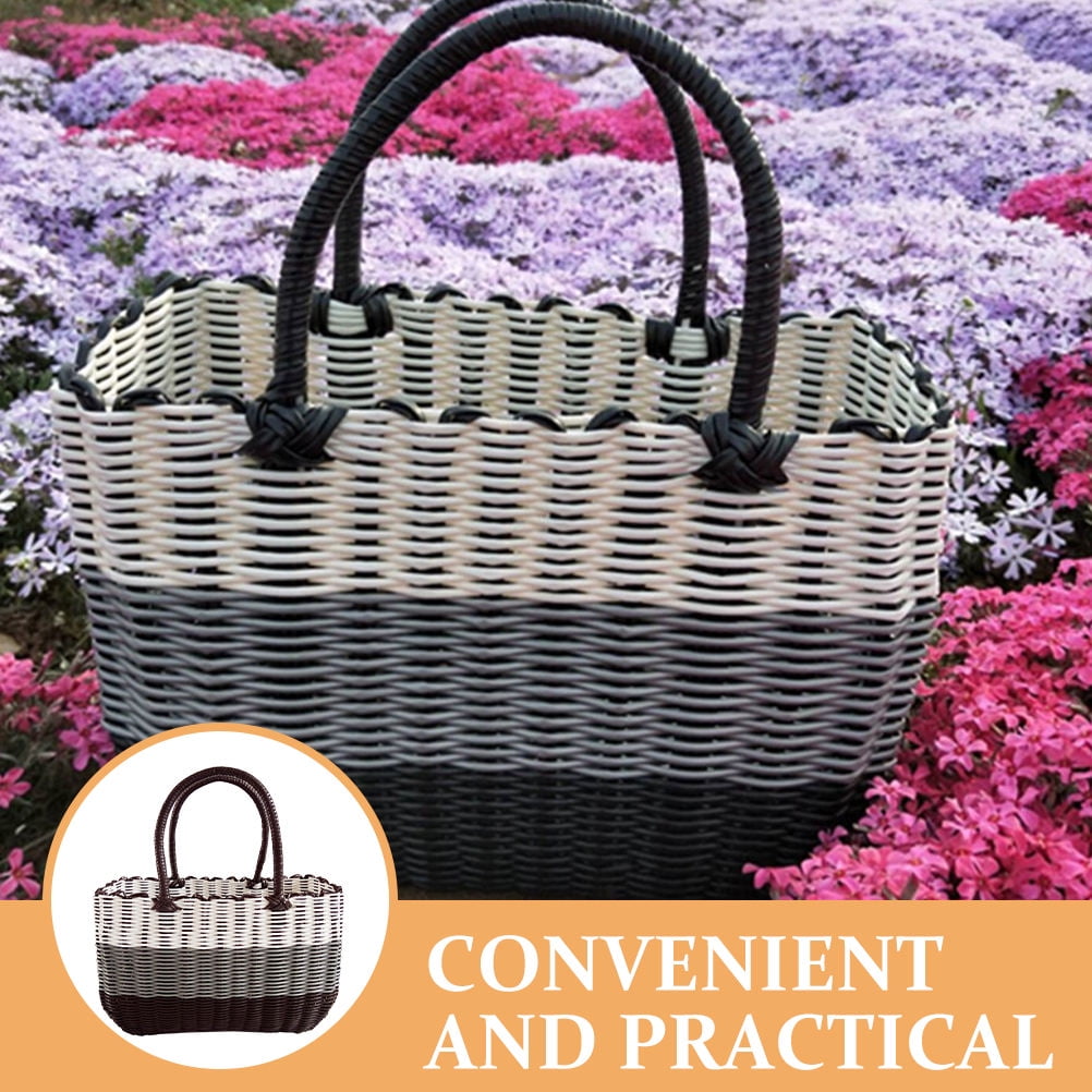 BESTYASH Plastic Hand Woven Storage Basket for Bathroom, Multi-Purpose Organizer, and Stylish, 1 Piece
