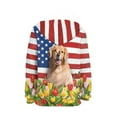 thumbnail image 2 of Xoenoiee Hooded Sweater for Kids Pullover Hoodies Long Sleeve Tops with Front Kangaroo Pocket for Fall Winter Athleticwear, Floral American Flag Golden Retriever Dog Butterfly Print, L, 2 of 7