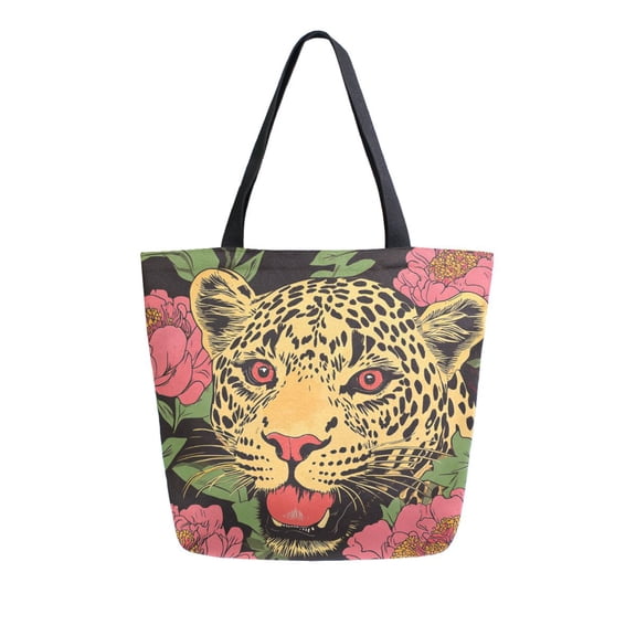 DIXRUYEE Tote Bag Women Weekender Travel Bag Shoulder Handbag Leopard Among Printed