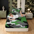 thumbnail image 3 of Manfei Minimalst Camouflage Twin Fitted Sheet, Mid Century Camo Bedding, Gray Green, 2 Pieces, 1 Fitted Sheet and 1 Pillowcase, 3 of 6