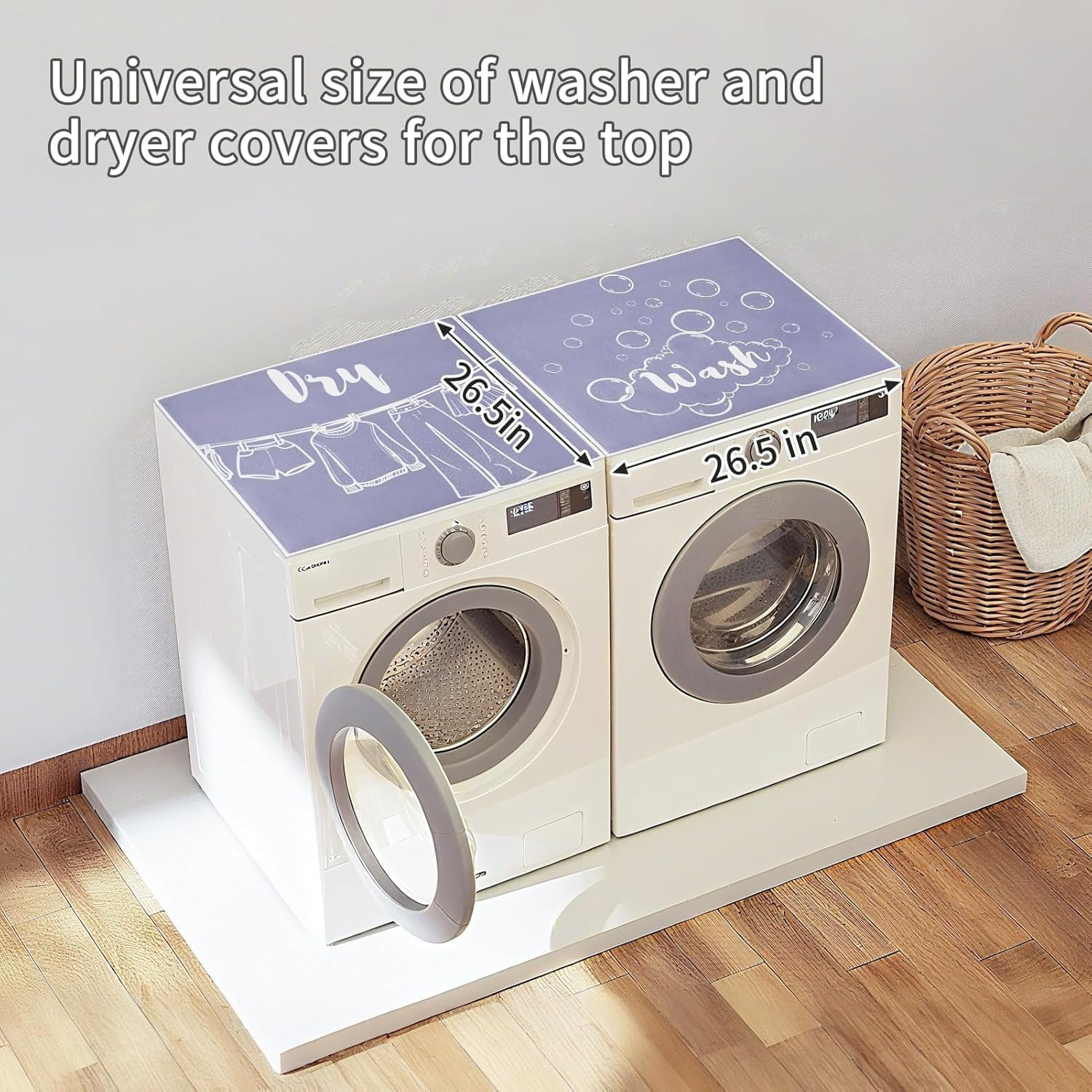 2 PCS Washer and Dryer Covers for the Top, 23.6x19.7inch Washer and Dryer Top Protector Mat, Non-Slip Dustproof Washable Pad for Laundry Room Kitchen
