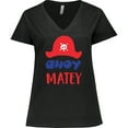 thumbnail image 3 of Inktastic Ahoy Matey, Pirate Hat, Skull and Bones, Pirates Women's Plus Size V-Neck T-Shirt, 3 of 5