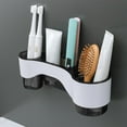thumbnail image 5 of Wall Mount Toothbrush Holder with Towel Hook ABS Bathroom Organizer No Drill Installation, 5 of 7