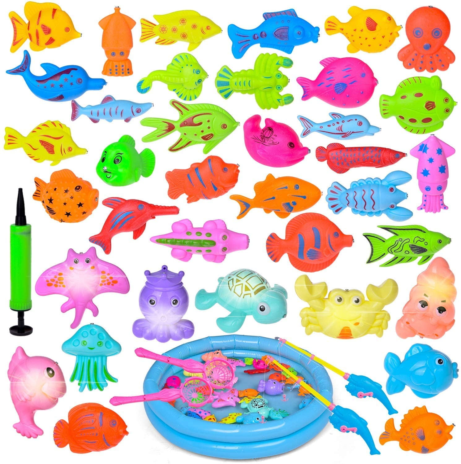 Fun Little Toys 42PCs Fishing Toys with 11 in Fishing Pool, 2