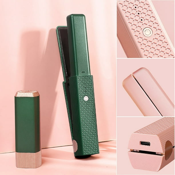 Peine Alisador de Cabello, Rizador, Mini Plancha Usb Inalámbrica, Rizador de Doble Propósito, Plancha de Pelo Portátil, Rizador de Flequillo