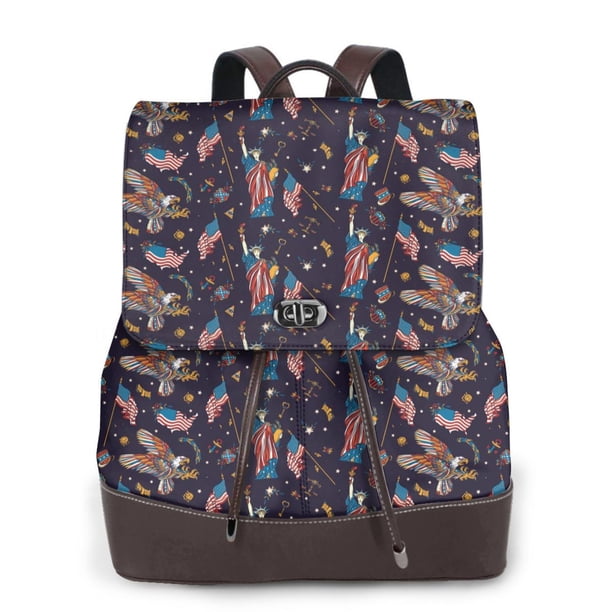 Fotbe Statue Of Liberty Eagle Mochila Bolso con Estampado para Mujer, Mochila Antirrobo de Nylon Impermeable, Bolsa Ligera de Hombro