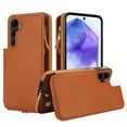 thumbnail image 2 of Wallet Case for Samsung Galaxy S25 Plus, with Wrist and Shoulder Strap Kickstand Flip PU Leather 6 Card Slots Zipper Pocket Shockproof Protective Phone Cover for Galaxy S25 Plus, Brown, 2 of 8