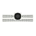 thumbnail image 2 of 0.85 ct Brilliant Round Cut Natural Onyx 18K White Gold Solitaire with Accents Engagement Bridal Wedding Ring Band Set size 6.5, 2 of 7