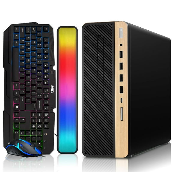 Restored HP Light Single Premium Desktop Computer PC – AMD Processor,16GB RAM,512GB SSD,RGB Keyboard with AI Copilot Key and Mouse,RGB Soundbar,Windows 11