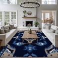 thumbnail image 2 of 6x9 Washable Area Rug, Ethnic Style Pattern Non-Slip Large Rectangle Rug for Living Room Dining Room, Retro Weaving Blue Brown Abstract Art Indoor Floor Mat for Home Decor, 2 of 9