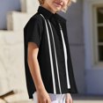 thumbnail image 6 of Zpanxa Toddler Boys Vertical Eyelet Stripe Trim Button Down Short Sleeve Shirts Lapel Collar Summer Casual Woven Dress Tops for Kids, 6 of 9
