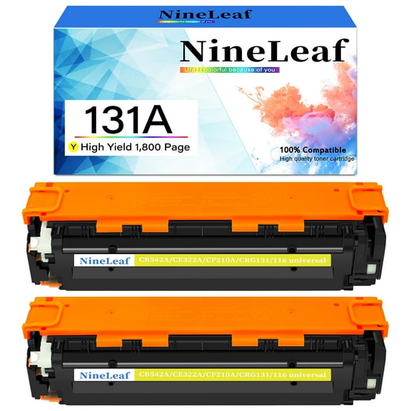 NineLeaf High Capacity Compatible Toner Cartridge Replacement for HP 131A CF212A work for LaserJet M251nw M251n MFP M276nw MFP M276 Series Printers (Yellow,2 Pack)