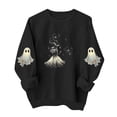 thumbnail image 2 of Mifsaly Womens Vintage Magic Witch Graphic Crewneck Sweatshirt Elegant Spooky Star Print Long Sleeve Pullover Cozy Fleece Top for Autumn Halloween Party Novelty Costume Black,M, 2 of 5