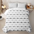 thumbnail image 2 of Manfei Cartoon Shark Quilt King, Simple Abstract Wave King Coverlet Set, White Gray, 3-Piece, 1 Bedspread and 2 Pillowcases, 2 of 7