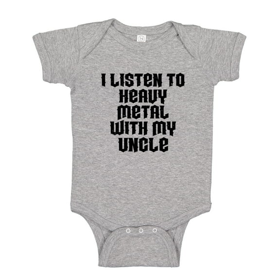 I Listen To Heavy Metal With My Uncle Baby Bodysuit One Piece NB Athletic Heather