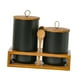 thumbnail image 2 of Juego de 2 botes de cocina, recipiente para café, té, azúcar, recipiente decorativo multiusos para almacenamiento de té y granos de café negro 1M 1L, 2 of 9