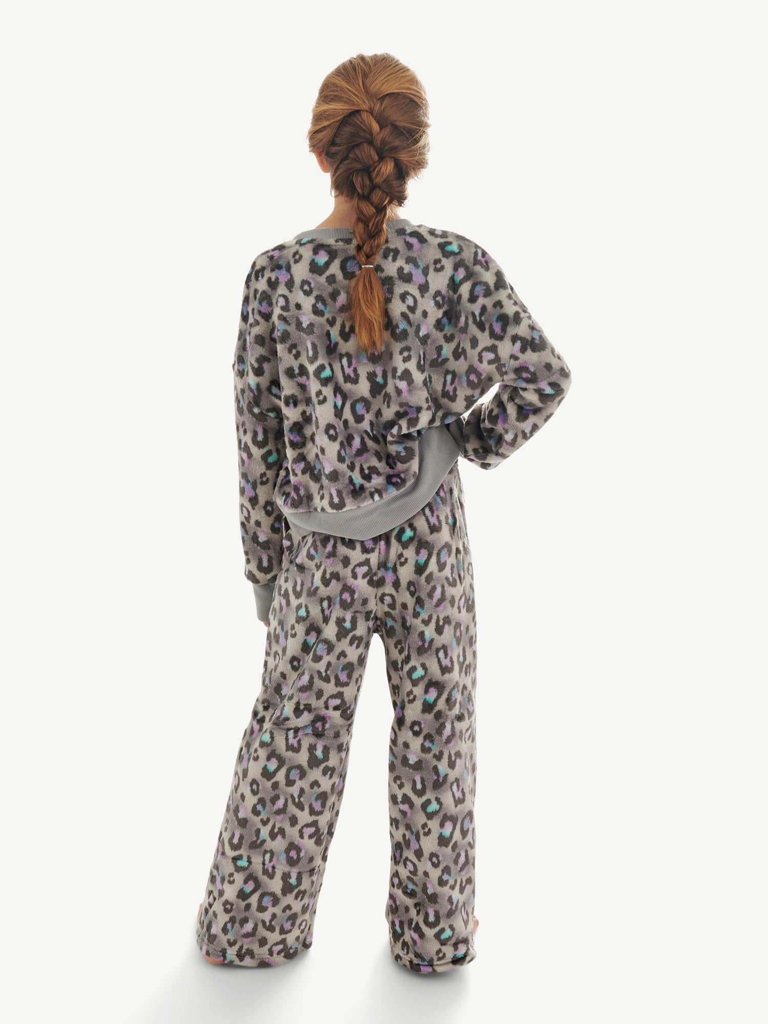 Justice Girls Long Sleeve Top and Wide Leg Sleep Pant, 2-Piece Pajama Set, Sizes 5-18